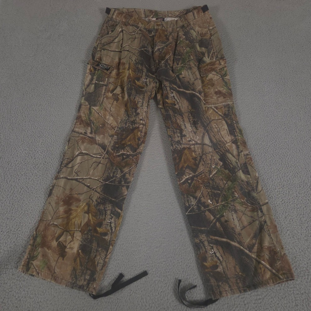 VINTAGE Realtree Pants Mens XL Brown Camo Straight Leg Cotton‎ Blend Cargo 90s